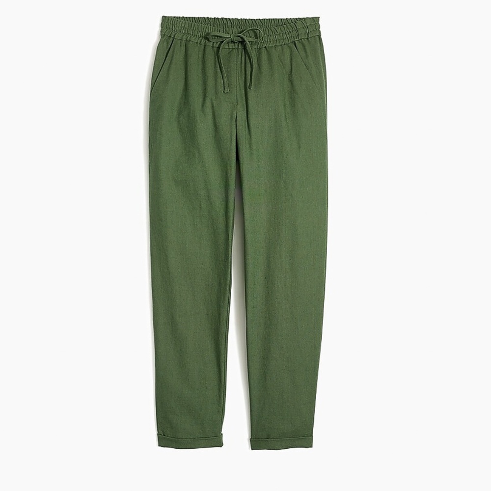 Green Linen Cotton Blend J. Crew Pants